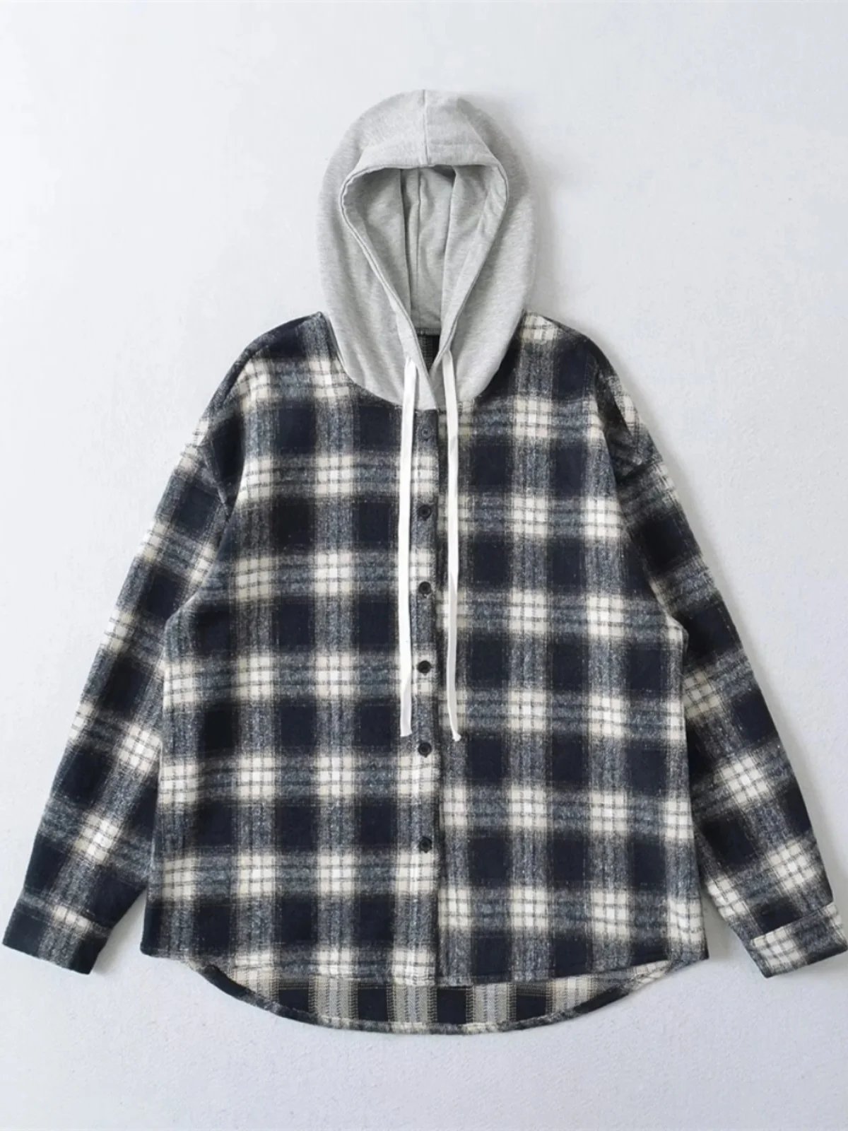 American Sle Thiened Plaid irt Coat Women's Loose Slimming Casual Top with Hood Autumn Winter New Arrival Street Sle
American Sle Thiened Plaid irt Coat Women's Loose Slimming Casual Top with Hood Autumn Winter New Arrival Street Sle