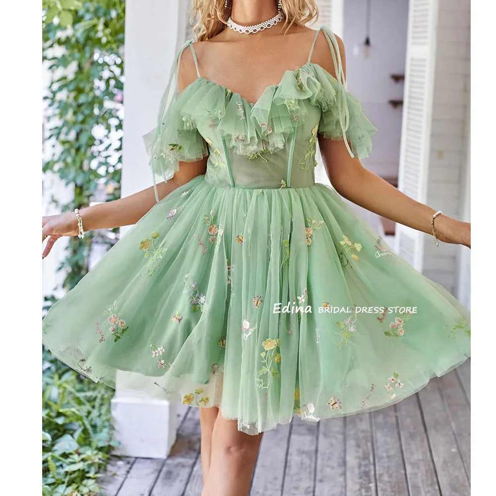 Sexy Spaghetti Straps Sweetheart Short Cocktail Dresses Custom Made Off the Shoulder Floral Lace Party Gowns for Women
Sexy Spaghetti Straps Sweetheart Short Cocktail Dresses Custom Made Off the Shoulder Floral Lace Party Gowns for Women