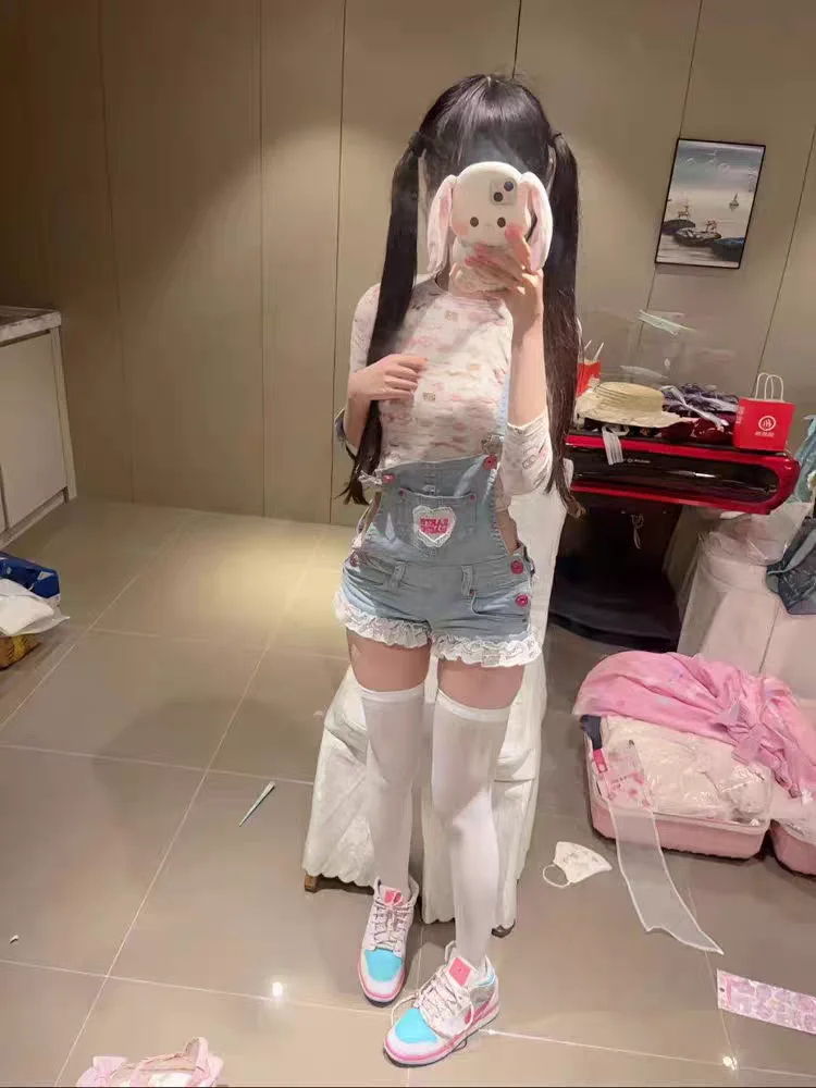 Cute Denim Overalls Y2K Japanese Sle Sweet Girl's Clothing Dopane ort Pants High Waist Summer Jeans orts for Women
Cute Denim Overalls Y2K Japanese Sle Sweet Girl's Clothing Dopane ort Pants High Waist Summer Jeans orts for Women