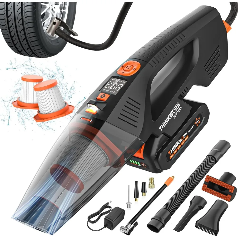 20V Car Vacuum & Air Compressor, Dual Function High Power Handheld Cordless Vacuum with 18000pa Suction Power for Car Cleaning,
20V Car Vacuum & Air Compressor, Dual Function High Power Handheld Cordless Vacuum with 18000pa Suction Power for Car Cleaning,