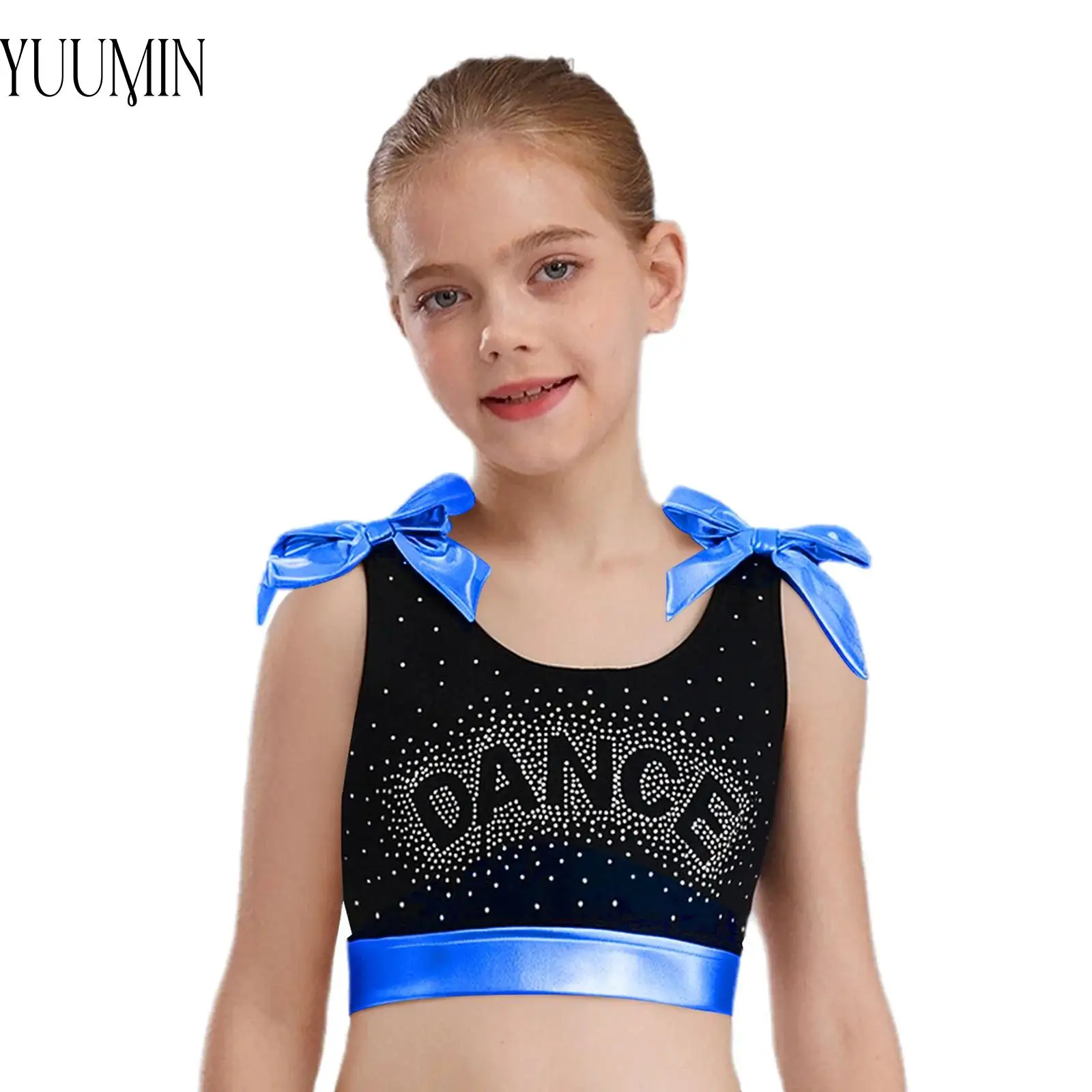 Girls Sleeveless Crisscross Back Metallic Bowknots Crop Top Sports Vest for Gymnastics Dance Class Training Performance Party
Girls Sleeveless Crisscross Back Metallic Bowknots Crop Top Sports Vest for Gymnastics Dance Class Training Performance Party