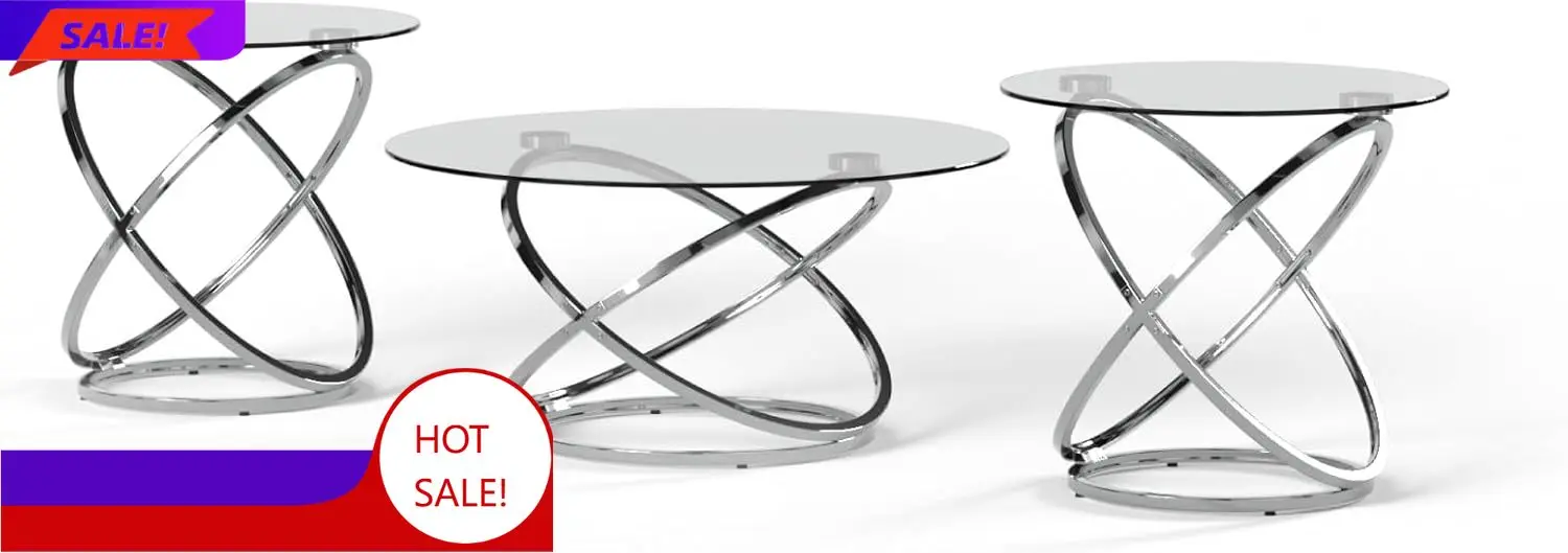 Бестселлер Hollynyx: Современный круглый комплект из 3-х столиков (включая журнальный столик и 2 приставных столика), хромированный.
Бестселлер Hollynyx: Современный круглый комплект из 3-х столиков (включая журнальный столик и 2 приставных столика), хромированный.