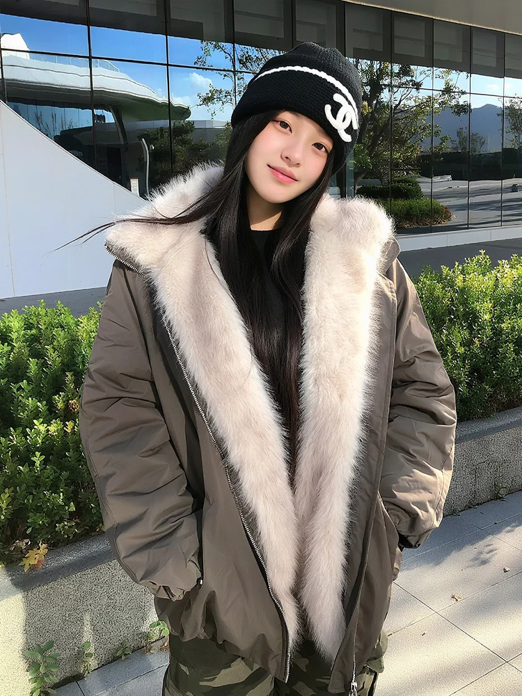 Winter New Sle Women's Cotton Jaet with Fur Collar Patchwork Windproof Warm Coat Sweet Sle Straight Tube Long Sve
Winter New Sle Women's Cotton Jaet with Fur Collar Patchwork Windproof Warm Coat Sweet Sle Straight Tube Long Sve