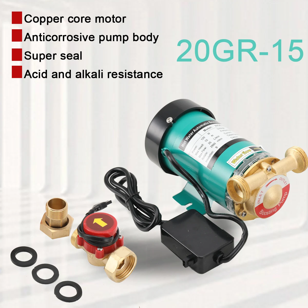 120W Water Pressure Booster Pump Hot Cold Water Pressure Pumps Circulation Pump with Water Flow Switch for Home Pond Fountain
120W Water Pressure Booster Pump Hot Cold Water Pressure Pumps Circulation Pump with Water Flow Switch for Home Pond Fountain