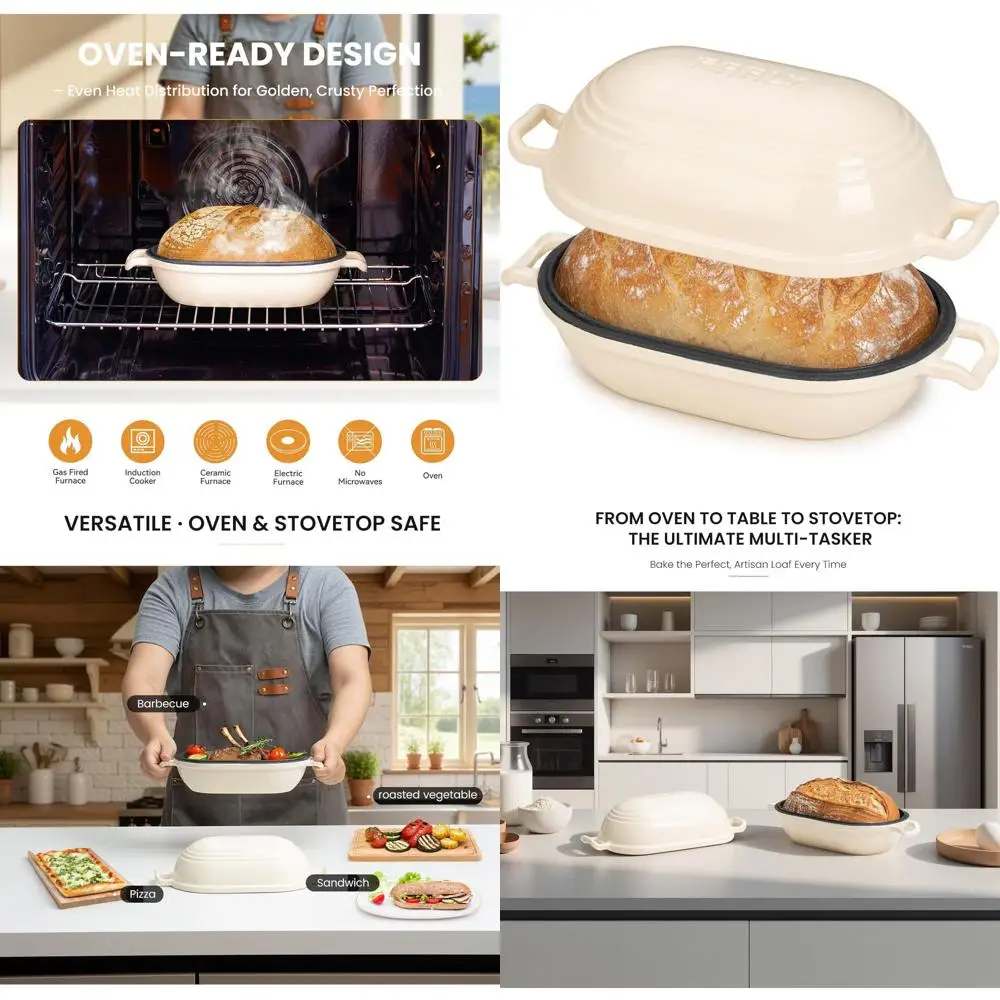 Oval Enamel Cast Iron Dutch Oven, 9 x 5.8, with Lid, Perfect for Homemade Sourdough Bread and Meatloaf, 2.8 QT
Oval Enamel Cast Iron Dutch Oven, 9 x 5.8, with Lid, Perfect for Homemade Sourdough Bread and Meatloaf, 2.8 QT