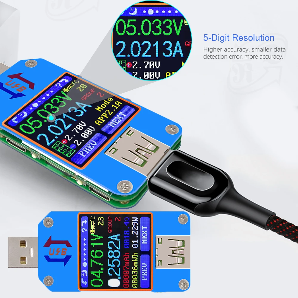 USB-тестер UM25 с цветным ЖК-дисплеем, вольтметр, амперметр, измерение напряжения, быстрая зарядка для APP USB Type-C
USB-тестер UM25 с цветным ЖК-дисплеем, вольтметр, амперметр, измерение напряжения, быстрая зарядка для APP USB Type-C