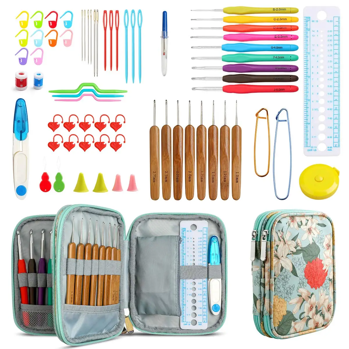 Crochet Hooks Kit with Bag Ergonomic Crochet Hook Set Weave Yarn Kit DIY Hand Knitting Craft Tool for Beginners
Crochet Hooks Kit with Bag Ergonomic Crochet Hook Set Weave Yarn Kit DIY Hand Knitting Craft Tool for Beginners