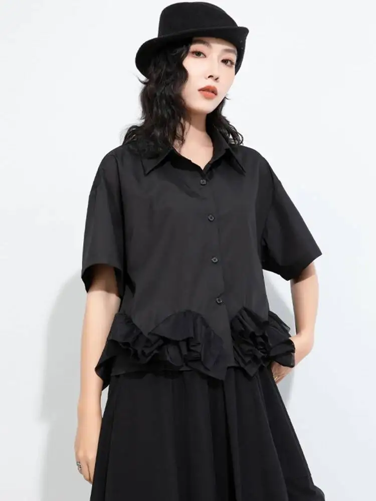 Black Mesh Ruffles Women Spliced Big Size Blouse New Lapel Short Sleeve Shirt Fashion Spring Summer 2026 1DJ8A
Black Mesh Ruffles Women Spliced Big Size Blouse New Lapel Short Sleeve Shirt Fashion Spring Summer 2026 1DJ8A