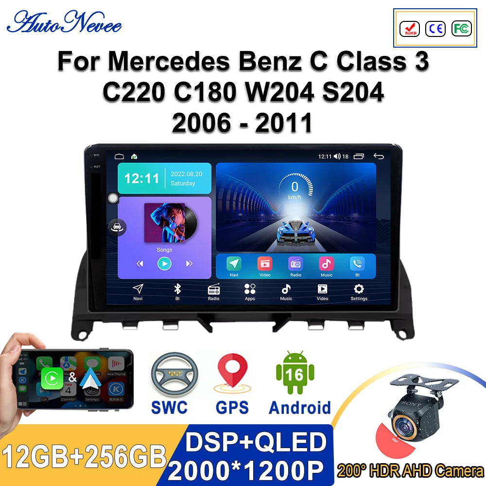 Android 16 2K Incell Screen Multimedia Stereo For Mercedes Benz C Class 3 C220 C180 W204 S204 2006 - 2011 Plug and Play Dash Cam
Android 16 2K Incell Screen Multimedia Stereo For Mercedes Benz C Class 3 C220 C180 W204 S204 2006 - 2011 Plug and Play Dash Cam