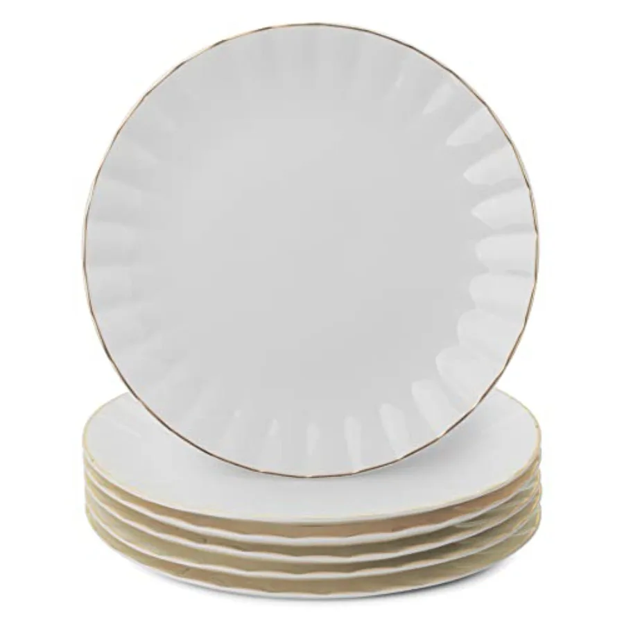 BTaT- Porcelain Dinner Plates with Gold Trim Set of 6 White Dinner Plates Bulk White Plate Set
BTaT- Porcelain Dinner Plates with Gold Trim Set of 6 White Dinner Plates Bulk White Plate Set