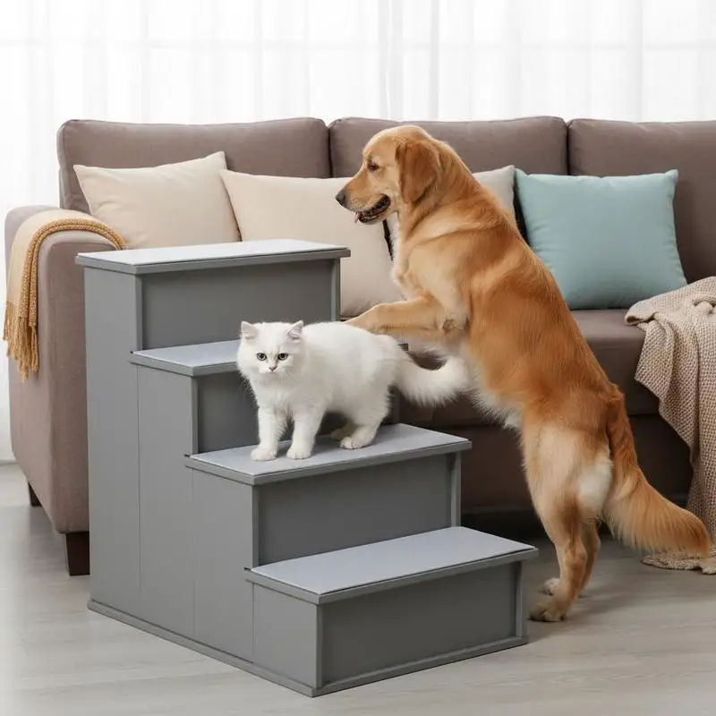 Pet stairs, for dogs/cats, 4-step, short plush, up to 30 kg, 40 x 59 x 54.2 cm, grey
Pet stairs, for dogs/cats, 4-step, short plush, up to 30 kg, 40 x 59 x 54.2 cm, grey