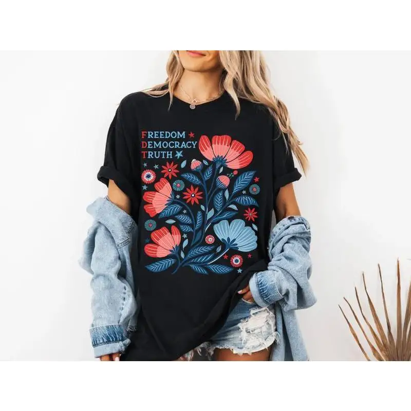 Unisex Freedom Democracy T-Shirt | "FDT Truth" Floral Graphic Tee | Human Rights Patriot Gift Statement Top
Unisex Freedom Democracy T-Shirt | "FDT Truth" Floral Graphic Tee | Human Rights Patriot Gift Statement Top