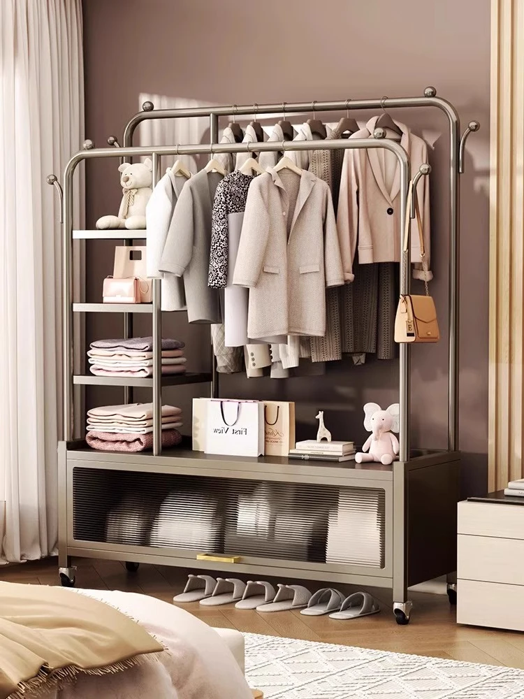 Light Luxury Clothes Rack Movable Household Floor Bedroom Open Coat Rack with Cabinet
Light Luxury Clothes Rack Movable Household Floor Bedroom Open Coat Rack with Cabinet