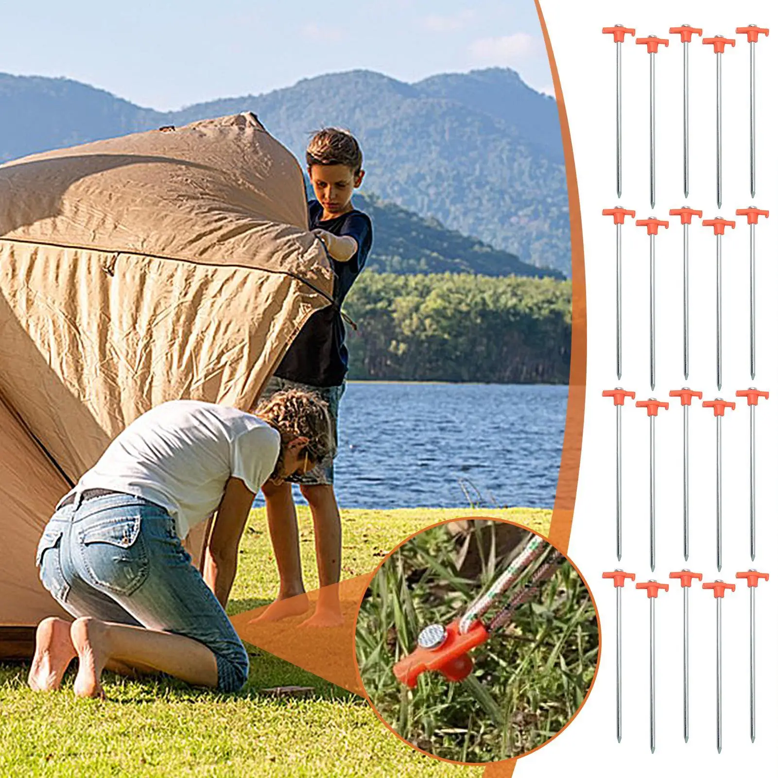 Tent Pegs Ground Stakes Camping Pegs 20 Pieces Windproof Metal Canopy Spikes For Mountain Hiking Tarp Pitching Sand Garden Patio
Tent Pegs Ground Stakes Camping Pegs 20 Pieces Windproof Metal Canopy Spikes For Mountain Hiking Tarp Pitching Sand Garden Patio