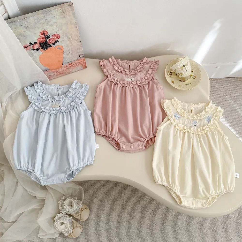 2026 Summer Baby Girl Romper 0-2Years Cute Newborn Sleeveless Solid Color Rabbit Embroidery Cotton Bodysuit Outfits Clothes
2026 Summer Baby Girl Romper 0-2Years Cute Newborn Sleeveless Solid Color Rabbit Embroidery Cotton Bodysuit Outfits Clothes