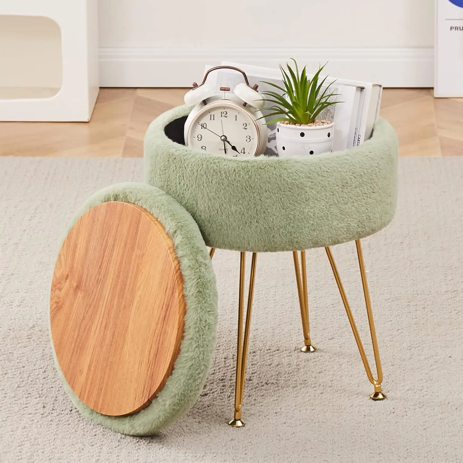 Footrest Footstools Round Faux Fur Ottoman With Storage Space Soft Vanity Chair Seat Coffee Table Ottoman Small Side Table With
Footrest Footstools Round Faux Fur Ottoman With Storage Space Soft Vanity Chair Seat Coffee Table Ottoman Small Side Table With