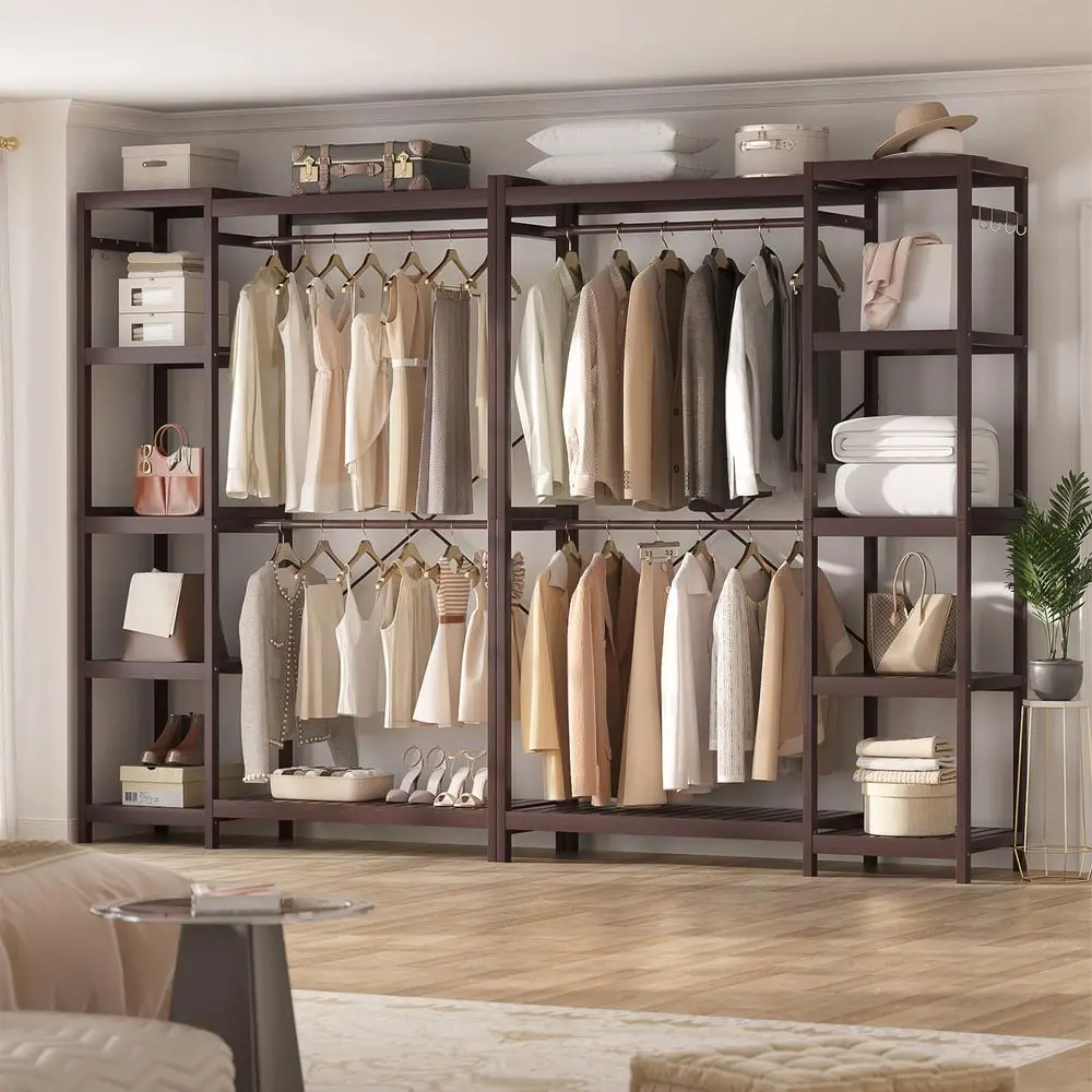 Bamboo Closet System, Heavy Duty Clothing Rack for Hanging Clothes, Freestanding Clothes Rack with 7 Adjustable Shelves amp Rod
Bamboo Closet System, Heavy Duty Clothing Rack for Hanging Clothes, Freestanding Clothes Rack with 7 Adjustable Shelves amp Rod