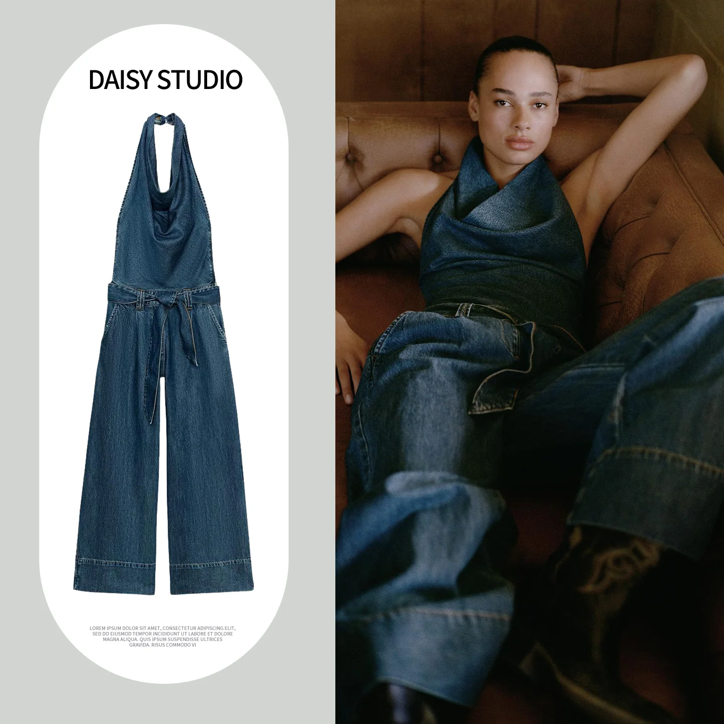 Spring 2026 New Commuter Style Denim One-Piece Pants High Waist Long Leg Pocket Trim Belted Neckline Backless Polyester Fiber
Spring 2026 New Commuter Style Denim One-Piece Pants High Waist Long Leg Pocket Trim Belted Neckline Backless Polyester Fiber