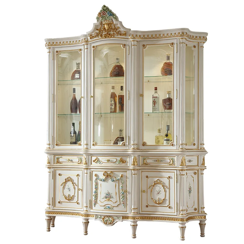 Three-door painted wine cabinet birch engraved neoclassical retro living room locker
Three-door painted wine cabinet birch engraved neoclassical retro living room locker