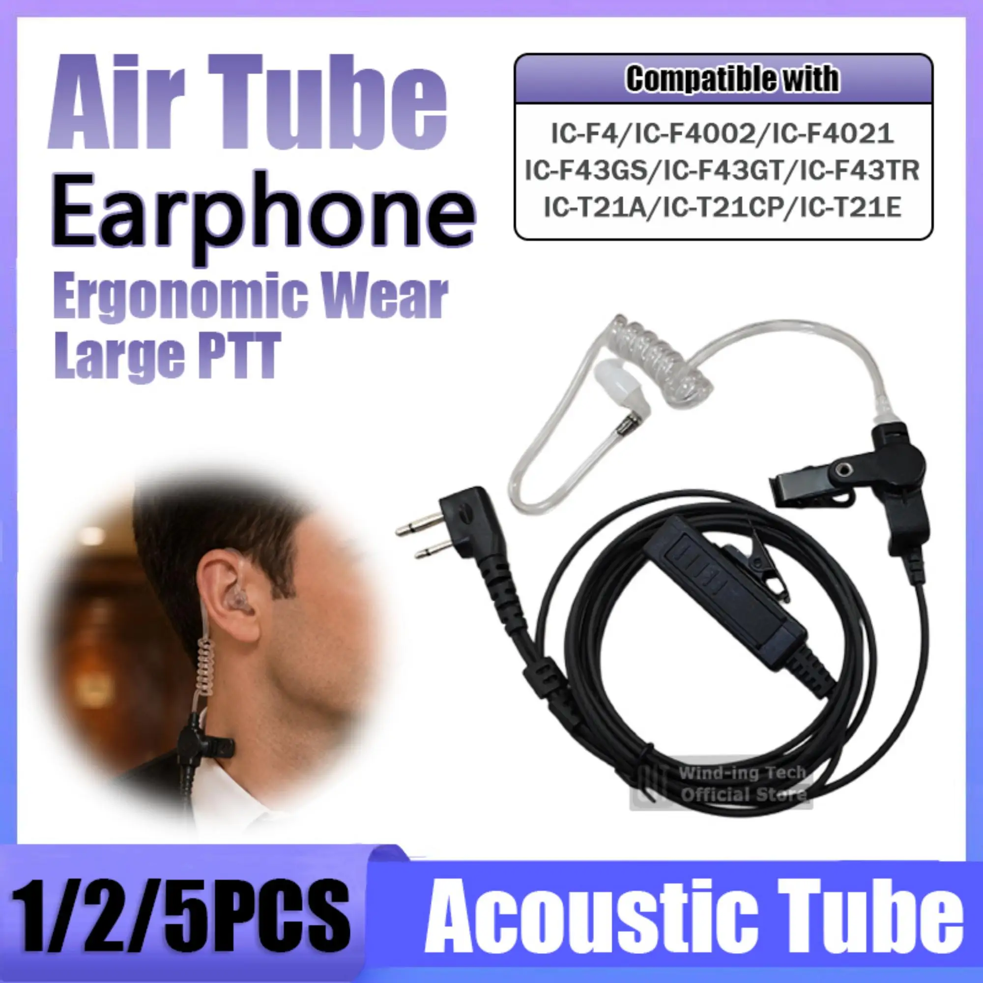 Air Tube Headphone Comfortable to Wear Mic Compatible with IC-V82 IC-V85 IC-F3000 IC-F15 IC-F16 IC-F20 Two Way Radio Accessory
Air Tube Headphone Comfortable to Wear Mic Compatible with IC-V82 IC-V85 IC-F3000 IC-F15 IC-F16 IC-F20 Two Way Radio Accessory