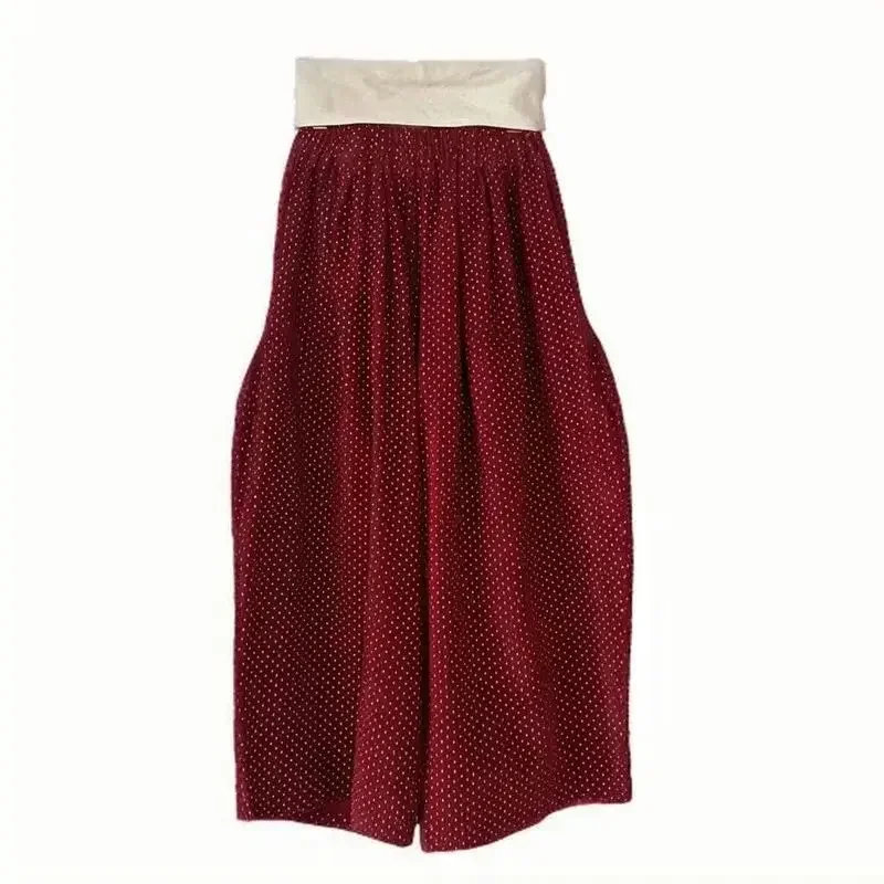 Autumn New Vintage Red Polka Dot Pants Women Casual Loose Wide Leg Long Pant Design High Waist Spliced Womens Trousers
Autumn New Vintage Red Polka Dot Pants Women Casual Loose Wide Leg Long Pant Design High Waist Spliced Womens Trousers