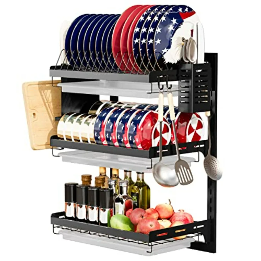 3 Tier Large Wall Mounted Dish Drainer Stainless Steel Dish Rack Kitchen Dish Drying Rack with Utensil Organizer Black
3 Tier Large Wall Mounted Dish Drainer Stainless Steel Dish Rack Kitchen Dish Drying Rack with Utensil Organizer Black