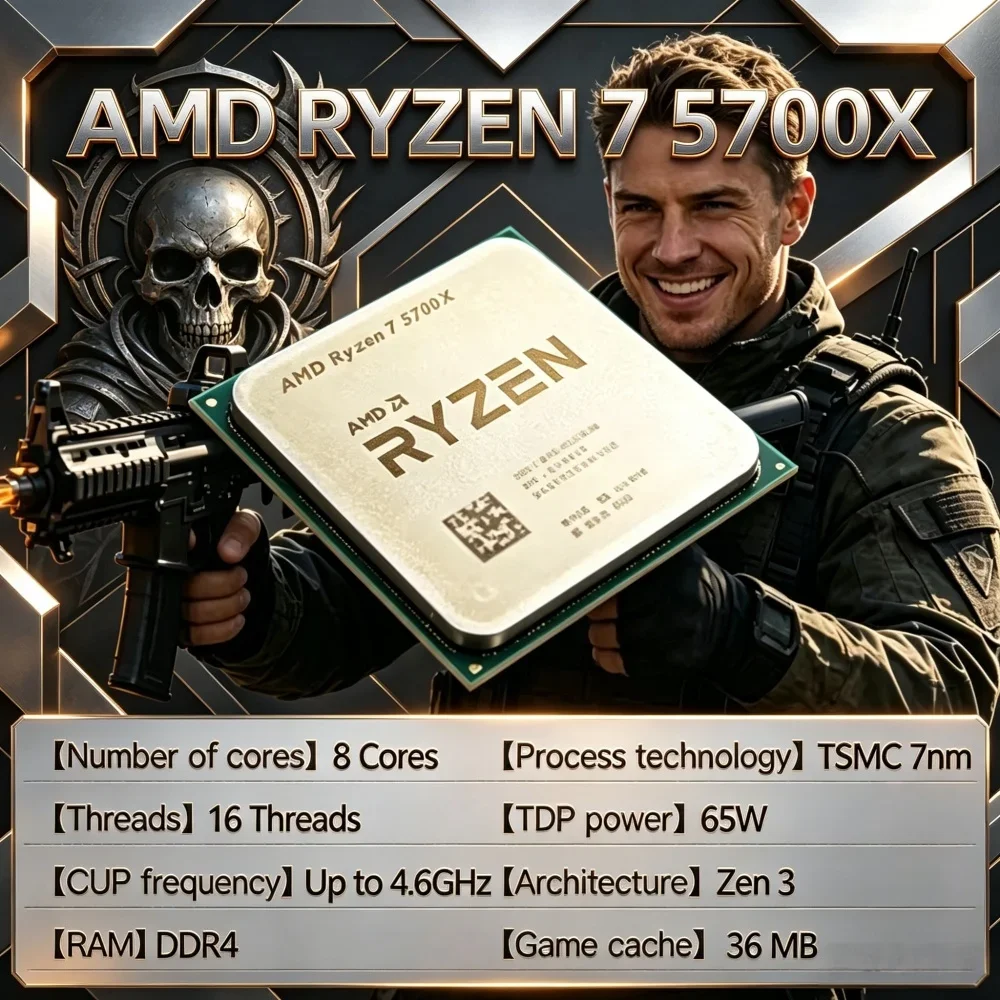 AMD Ryzen 7 5700X Gaming CPU 8 Core 16 Thread up to 4.6GHz Standard AM4 Socket desktop core component no retail package attached
AMD Ryzen 7 5700X Gaming CPU 8 Core 16 Thread up to 4.6GHz Standard AM4 Socket desktop core component no retail package attached