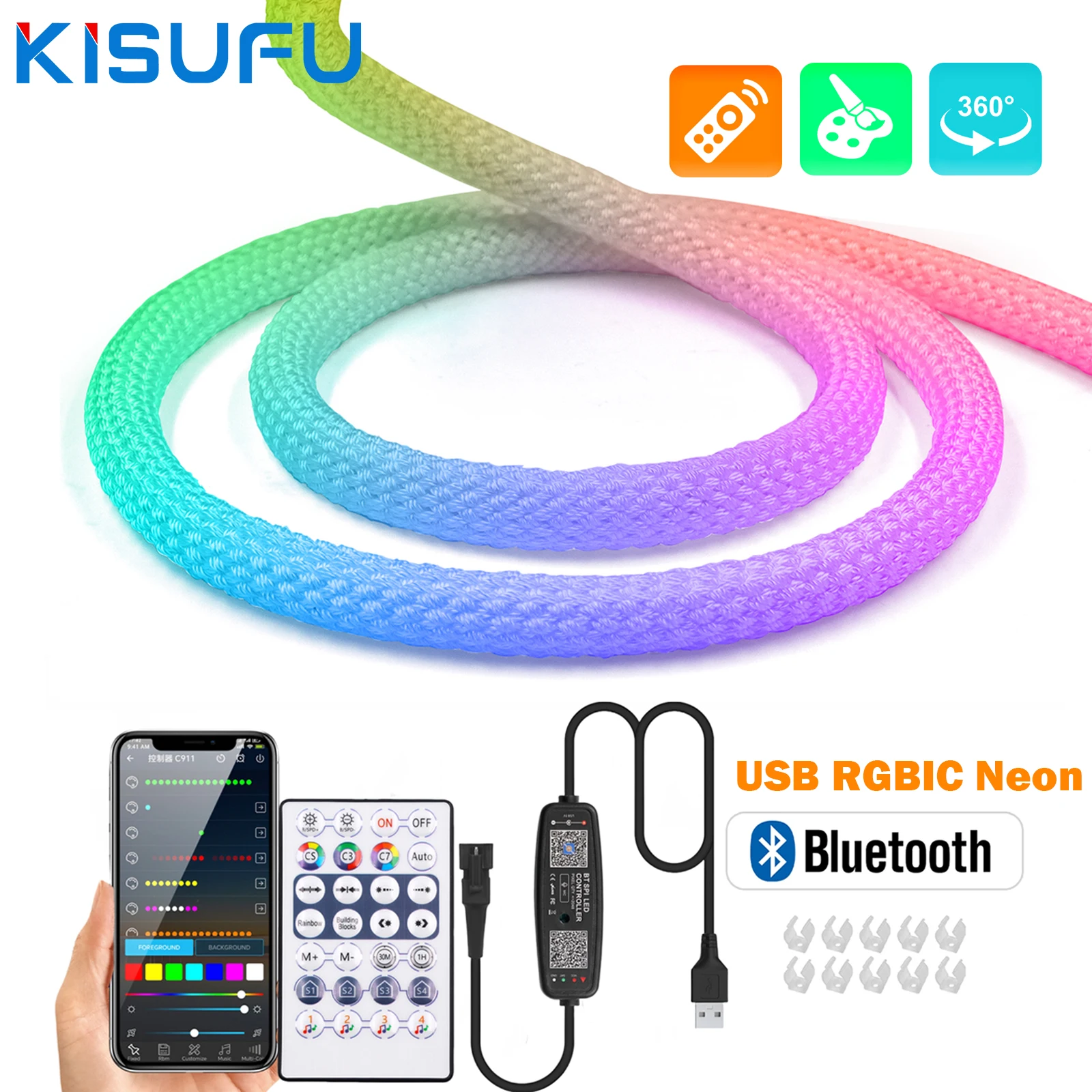 USB WS2812B WS2811 Round Reticulate 360 Degree Neon DC 5V Bluetooth 28key Remote RGBIC Flexible Silicone Rope Tape 3M 5M 10M
USB WS2812B WS2811 Round Reticulate 360 Degree Neon DC 5V Bluetooth 28key Remote RGBIC Flexible Silicone Rope Tape 3M 5M 10M