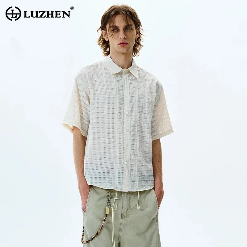 LUZHEN 2025 New Solid Color Mesh Checked Hollow Short Sleeve Shirts Men's Summer High Quality Elegant Handsome Male Tops JY1788
LUZHEN 2025 New Solid Color Mesh Checked Hollow Short Sleeve Shirts Men's Summer High Quality Elegant Handsome Male Tops JY1788