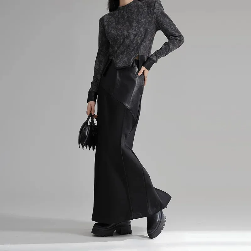 Женская бархатная юбка из хлопка, черная длинная нижняя часть из искусственной кожи, осенняя нишевая одежда, облегающая юбка трапециевидной формы для похудения, зима
Женская бархатная юбка из хлопка, черная длинная нижняя часть из искусственной кожи, осенняя нишевая одежда, облегающая юбка трапециевидной формы для похудения, зима