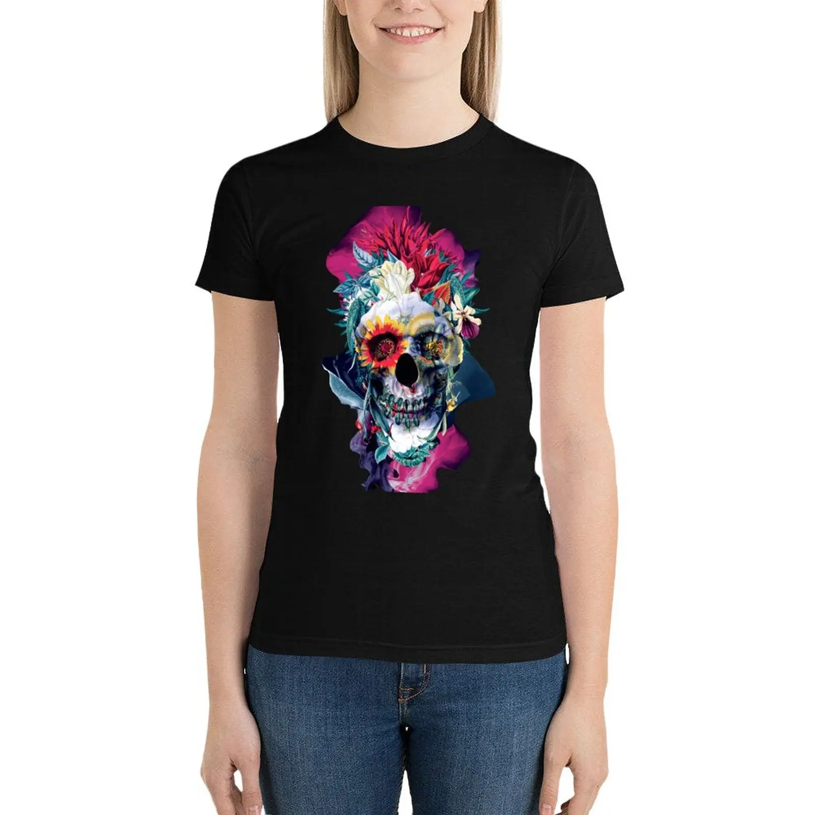Floral Skull Blue T-Shirt tops Aesthetic clothing aesthetic clothes Women's cotton t-shirt
Floral Skull Blue T-Shirt tops Aesthetic clothing aesthetic clothes Women's cotton t-shirt