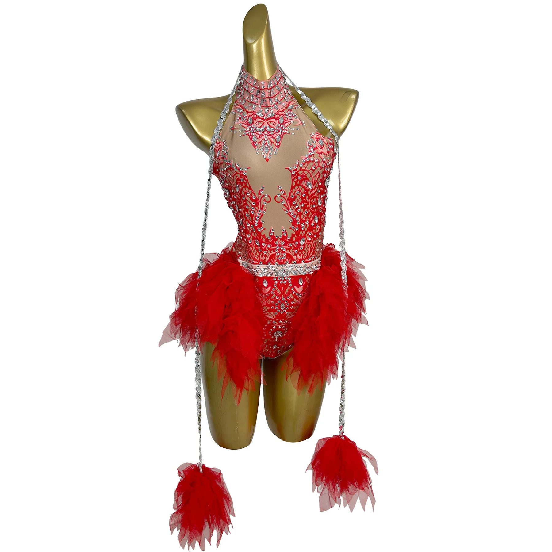 Youshapingguo Elegant Red Rhinestone Halter Neck Tutu Bodysuit with Chains for Dancers Drag Queens Special Occasion Performances
Youshapingguo Elegant Red Rhinestone Halter Neck Tutu Bodysuit with Chains for Dancers Drag Queens Special Occasion Performances