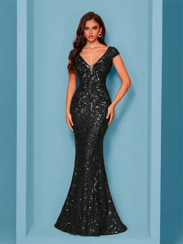 XUIBOL Elegant Cap Sleeve Sequins Formal Evening Dresses Women Long Mermaid V-neck Luxury Bridesmaid graduation Party Gowns
XUIBOL Elegant Cap Sleeve Sequins Formal Evening Dresses Women Long Mermaid V-neck Luxury Bridesmaid graduation Party Gowns