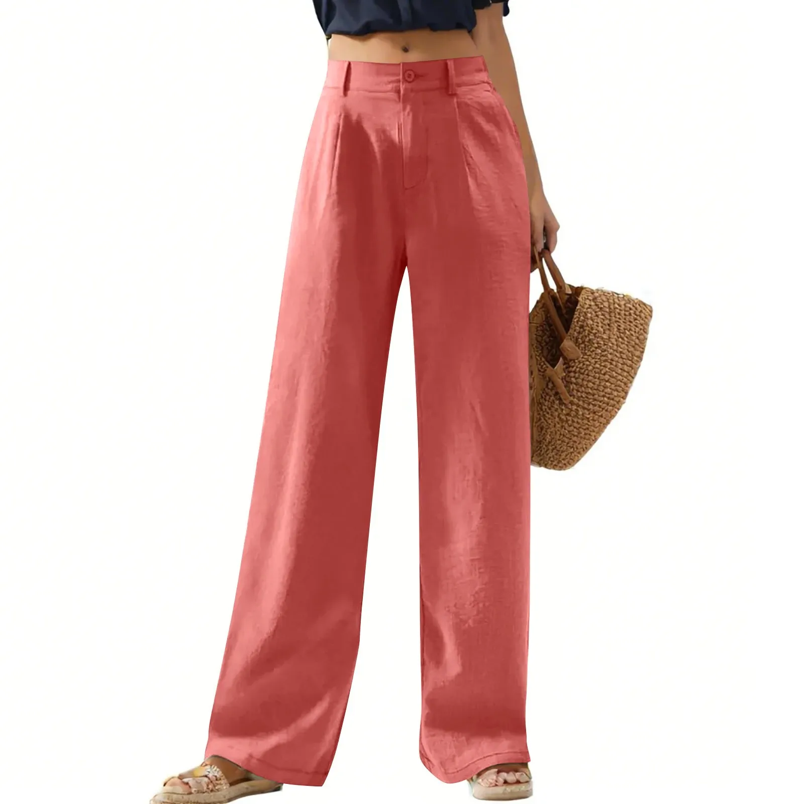 Female Lightweight Casual Wide Leg Pants High Waisted Button Down Straight Long Trousers Solid Color Versatile Palazzo Pants
Female Lightweight Casual Wide Leg Pants High Waisted Button Down Straight Long Trousers Solid Color Versatile Palazzo Pants