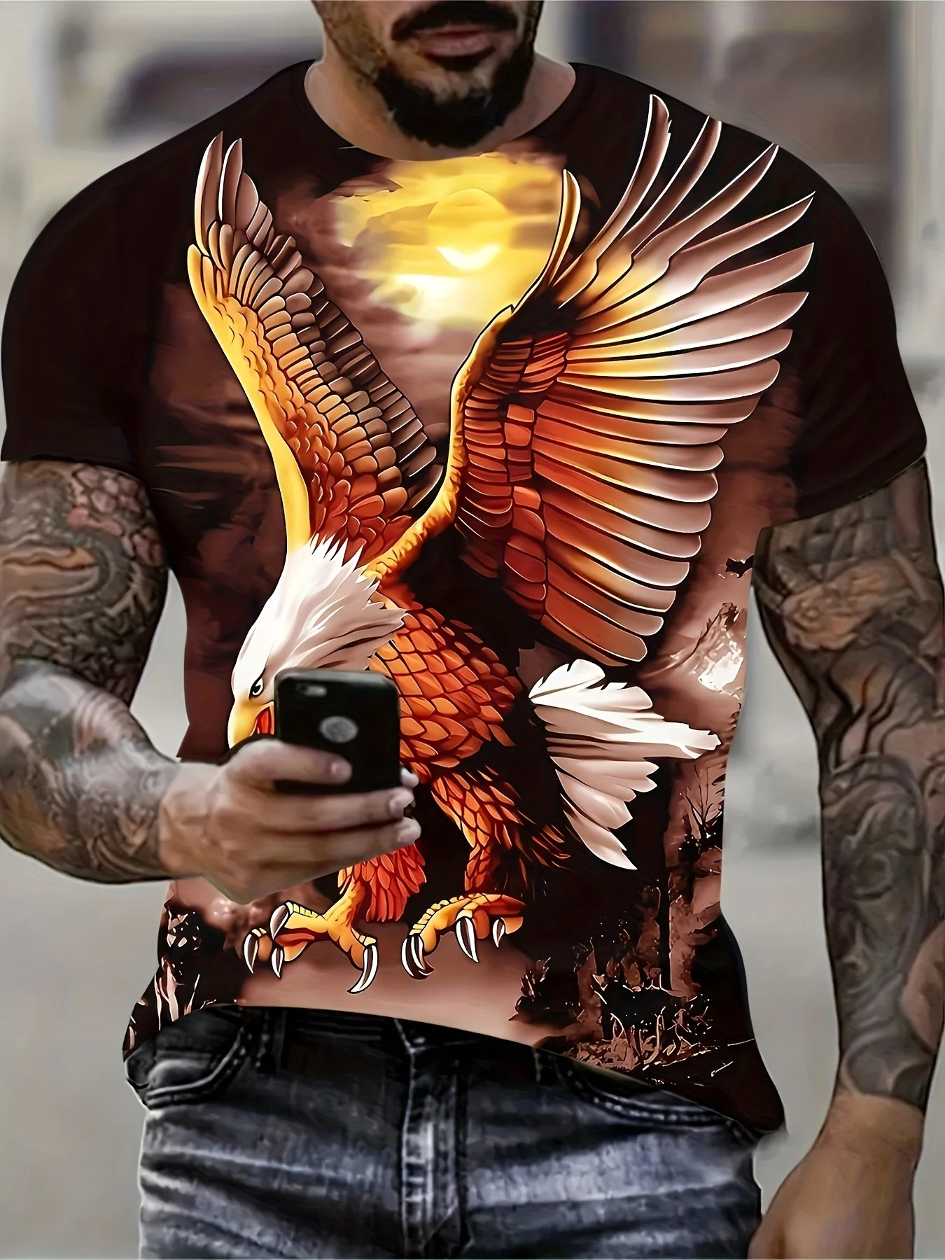 Men's T-shirts Bright Digital Print Short-sleeved Round Neck Tops, Breathable Summer Casual Shirts
Men's T-shirts Bright Digital Print Short-sleeved Round Neck Tops, Breathable Summer Casual Shirts