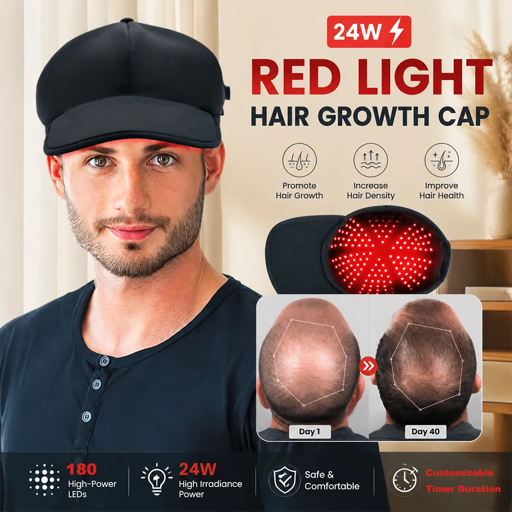 24W 180 LED Red Light Therapy Cap for Scalp Care Hair Wellness Beauty Hat USB Plug-in LED Light Device
24W 180 LED Red Light Therapy Cap for Scalp Care Hair Wellness Beauty Hat USB Plug-in LED Light Device