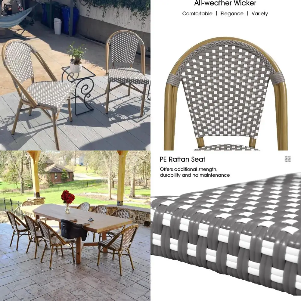 Hand-Woven Wicker Bistro Chairs Set of 2, Outdoor Patio Porch Garden, Bamboo Print Finish
Hand-Woven Wicker Bistro Chairs Set of 2, Outdoor Patio Porch Garden, Bamboo Print Finish