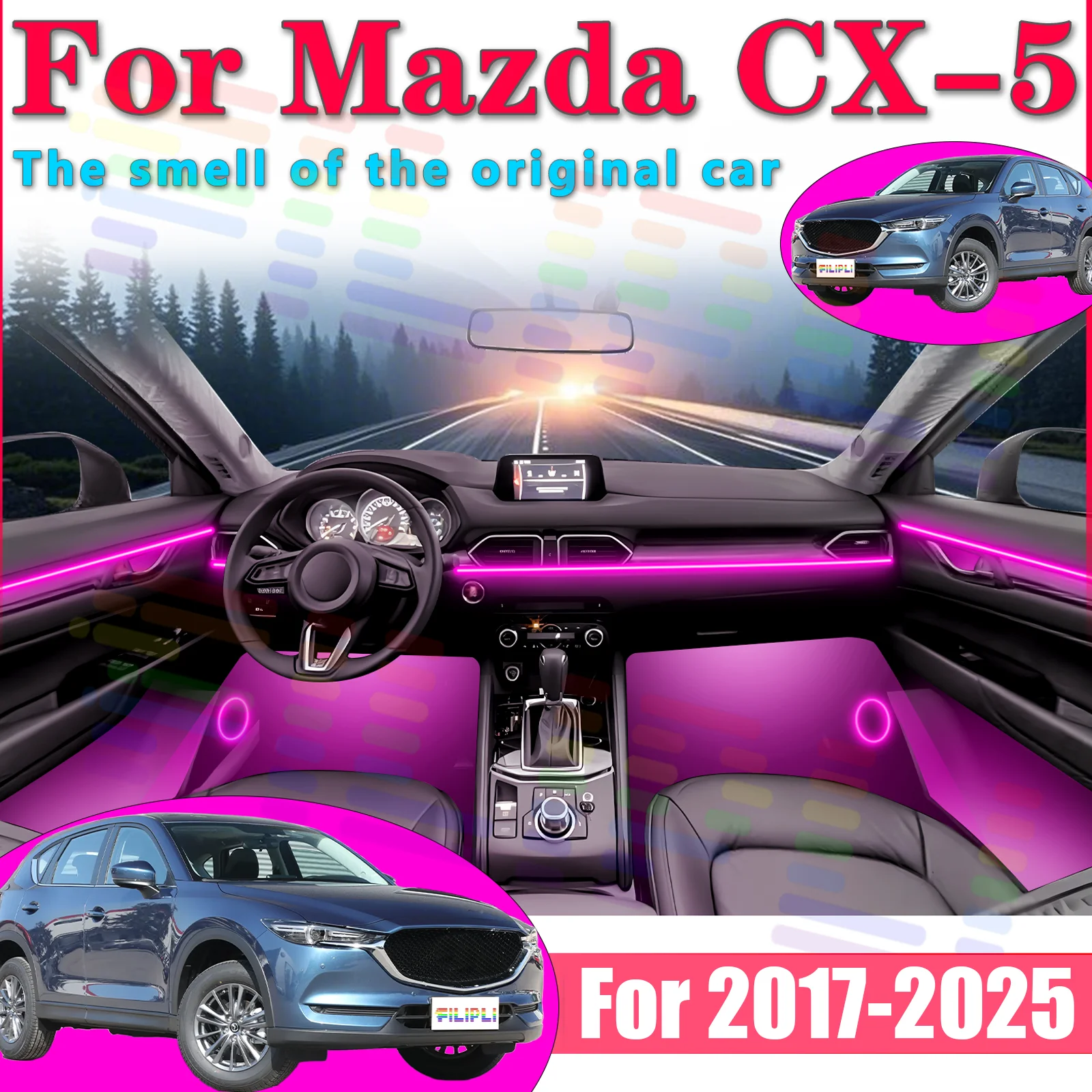 For Mazda CX-5 KF Car LED Ambient Lamps Colorful Atmosphere Lights Auto Interior Neon Strip App Control 64 RGB Light 2017~2025
For Mazda CX-5 KF Car LED Ambient Lamps Colorful Atmosphere Lights Auto Interior Neon Strip App Control 64 RGB Light 2017~2025