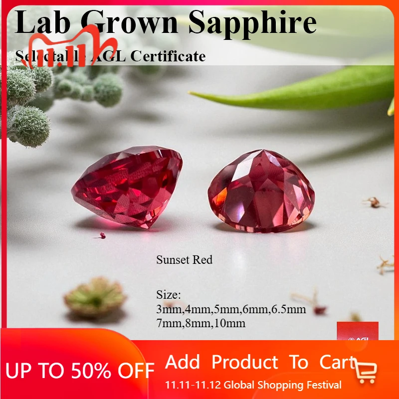 Lab Grown Sapphire Sunset Red Round Cut Charm Beads For DIY Jewelry Making Materials Selectable Certificate
Lab Grown Sapphire Sunset Red Round Cut Charm Beads For DIY Jewelry Making Materials Selectable Certificate
