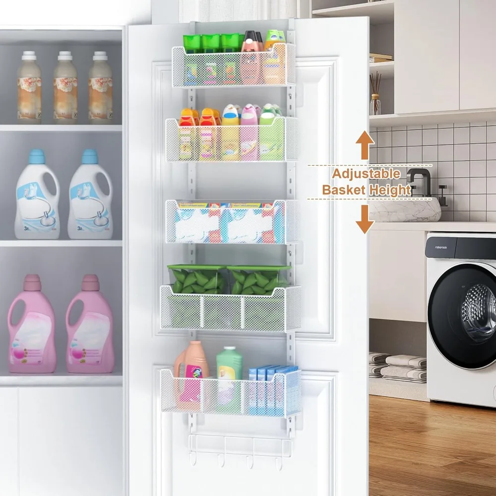 Органайзер над дверью, прочное металлическое подвесное хранилище с 5 регулируемыми корзинами для спальни, шкафа, кухни
Органайзер над дверью, прочное металлическое подвесное хранилище с 5 регулируемыми корзинами для спальни, шкафа, кухни