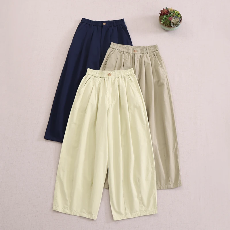 Summer New Japanese Sweet Mori Girl Solid Color 100% Cotton Harem Pants Women Elastic Waist Casual Loose Cropped Pants
Summer New Japanese Sweet Mori Girl Solid Color 100% Cotton Harem Pants Women Elastic Waist Casual Loose Cropped Pants
