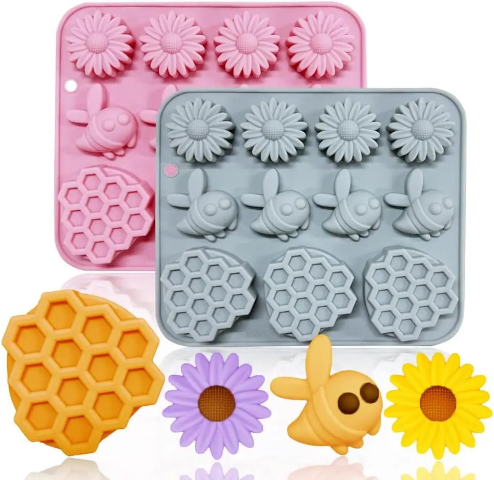 2 Pack Silicone Chocolate Molds with Honeycomb Bee Flower 11 Cavity Handmade Gummy Pastry Baking Tools for Cookie Chocolate
2 Pack Silicone Chocolate Molds with Honeycomb Bee Flower 11 Cavity Handmade Gummy Pastry Baking Tools for Cookie Chocolate