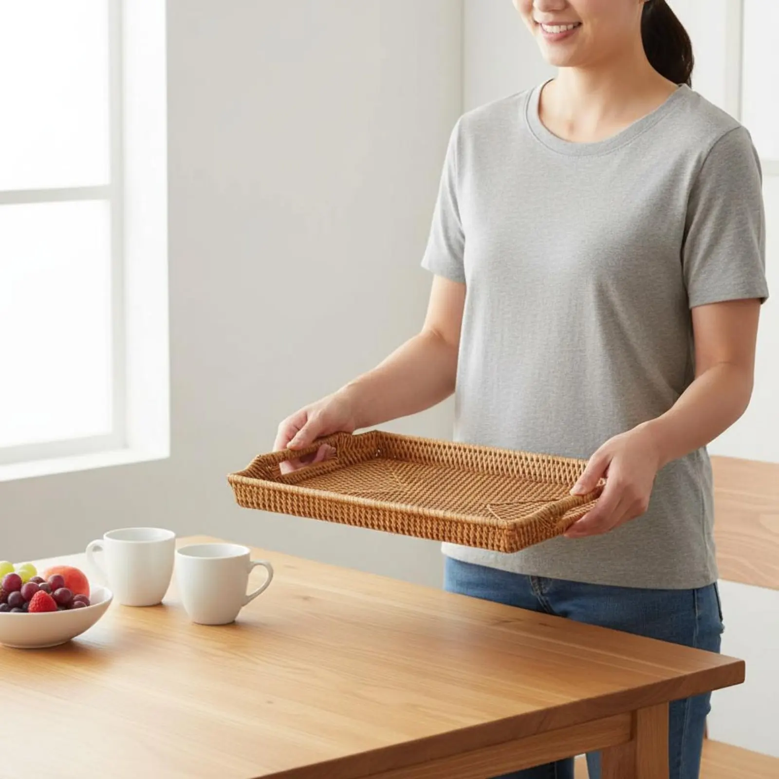 Woven Rattan Tray with Handles Rustic Design Rectangular Rattan Tray Rectangular Wicker Platter Long-Lasting Home Decor Food
Woven Rattan Tray with Handles Rustic Design Rectangular Rattan Tray Rectangular Wicker Platter Long-Lasting Home Decor Food