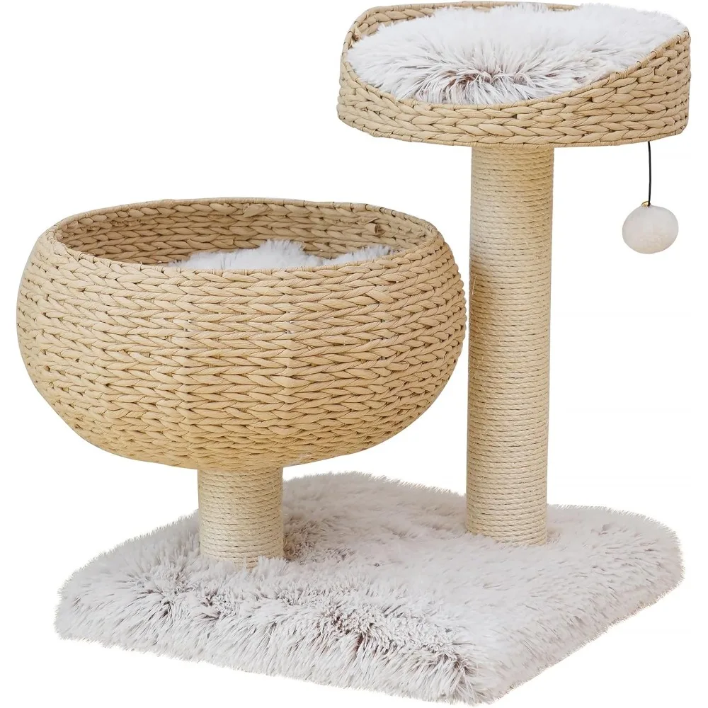 3-Level Cat Tree with Handwoven Recycled Paper Rope Baskets, Sisal Scratching Posts, Playful Teaser Toy, Eco-Friendly, Washable
3-Level Cat Tree with Handwoven Recycled Paper Rope Baskets, Sisal Scratching Posts, Playful Teaser Toy, Eco-Friendly, Washable
