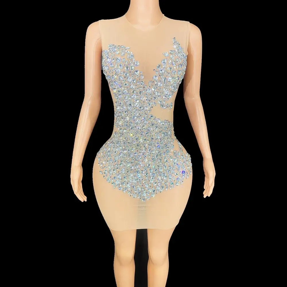 Sparkly Rhinestones Short for Women Party Prom Birthday Evening Dress Sexy Mesh See Through Performance Costume Show Stage Wear
Sparkly Rhinestones Short for Women Party Prom Birthday Evening Dress Sexy Mesh See Through Performance Costume Show Stage Wear