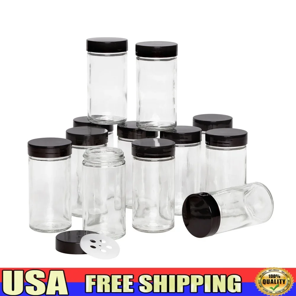 12 Sets 3oz Clear Glass Jars with Black Lid Sifter Spice Storage Office Organization Crafts
12 Sets 3oz Clear Glass Jars with Black Lid Sifter Spice Storage Office Organization Crafts
