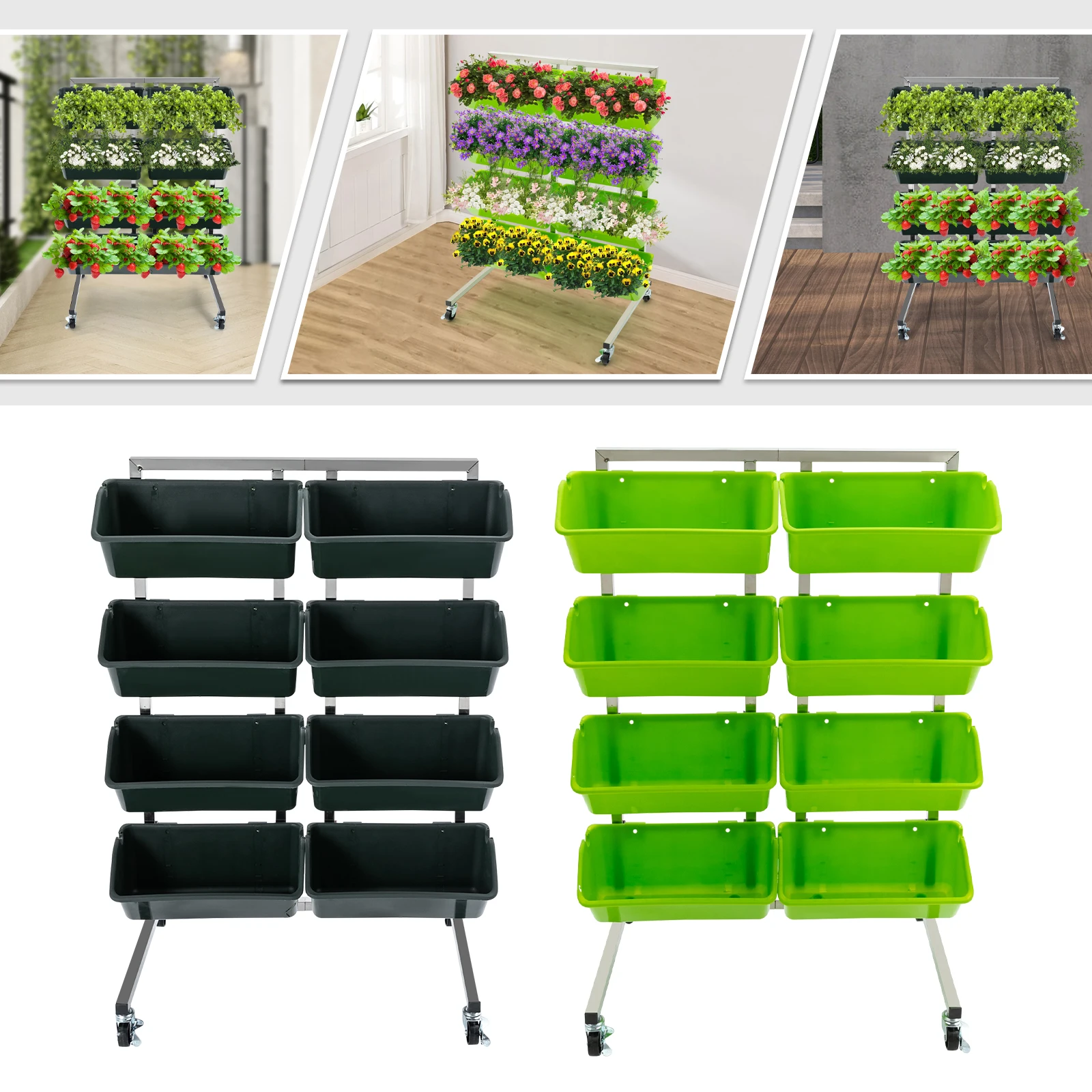 4 Tier Plant Display Stand Multi-Tiered Flower Pot Holder Display Rack with 8 Pieces Buckets for Garden Patio Balcony
4 Tier Plant Display Stand Multi-Tiered Flower Pot Holder Display Rack with 8 Pieces Buckets for Garden Patio Balcony