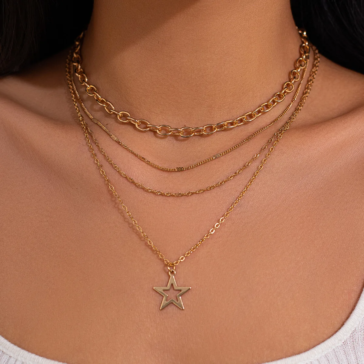 Salircon 4Pcs/Set Minimalist Design Hollow Star Pendant Women Necklace Vintage Classic Link Chain Choker Party Neck Jewelry
Salircon 4Pcs/Set Minimalist Design Hollow Star Pendant Women Necklace Vintage Classic Link Chain Choker Party Neck Jewelry