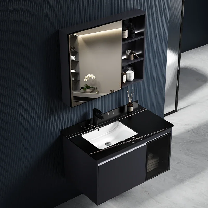 Nordic stainless steel bathroom cabinet combination bathroom light luxury sink washstand
Nordic stainless steel bathroom cabinet combination bathroom light luxury sink washstand