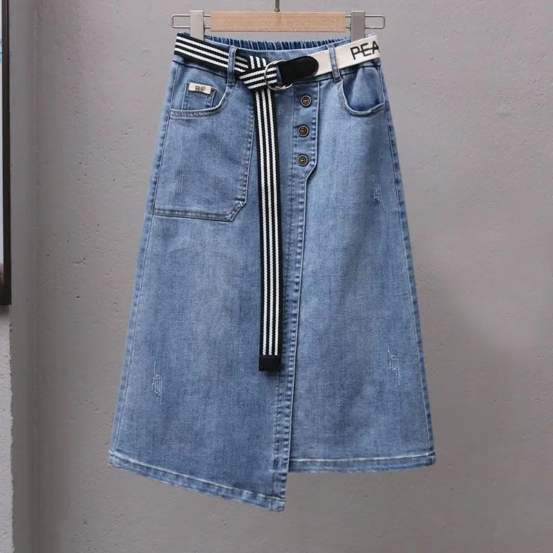Female Summer New Irregular Denim Skirt Women Elastic Waist Joker A-line Buttocks Wrapped Skirts for Ladies Casual Skirt Q535
Female Summer New Irregular Denim Skirt Women Elastic Waist Joker A-line Buttocks Wrapped Skirts for Ladies Casual Skirt Q535